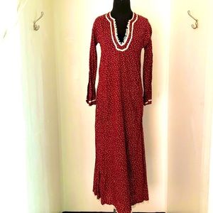 Vintage boho cotton smock dress with long sleeves